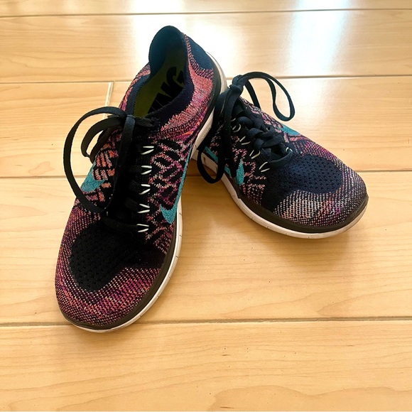 Nike Free 4.0 Flyknit Women’s Size 5.5 Obsidian Vivid Purple - Picture 3 of 9